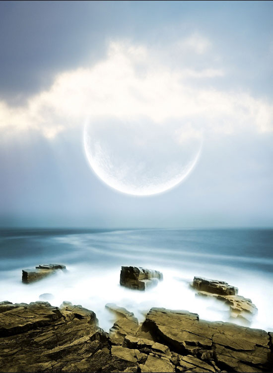photoshop合成梦幻的海上明月