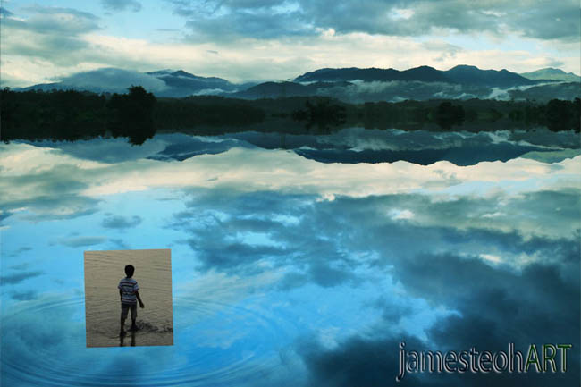photoshop 合成壮观秀丽的湖天一色
