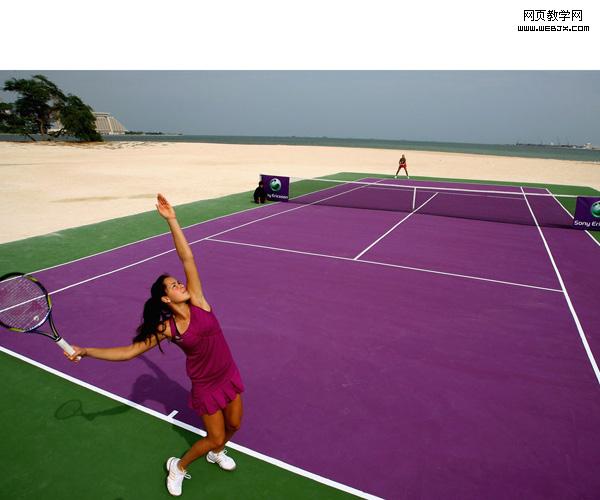 Photoshop合成户外体育馆羽毛球比赛图片