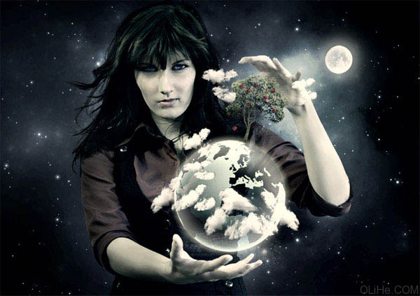 photoshop 合成玩转地球的女魔法师