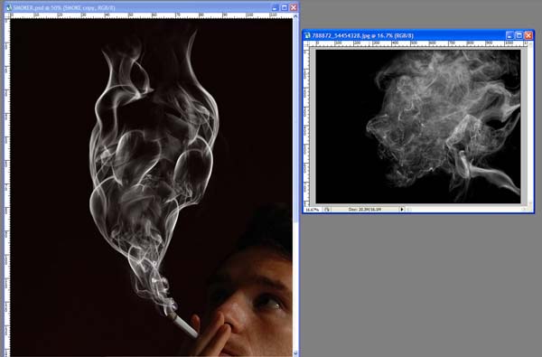 photoshop 合成带有骷髅头像的烟雾