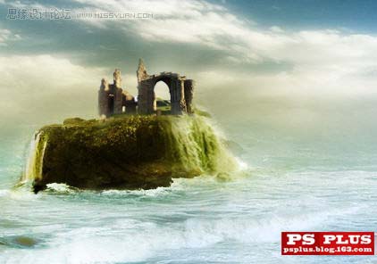 photoshop 合成海边梦幻的城堡遗址