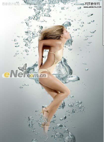 Photoshop 合成性感美女和水教程