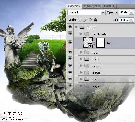 photoshop 经典合成梦幻天空漂浮的小岛