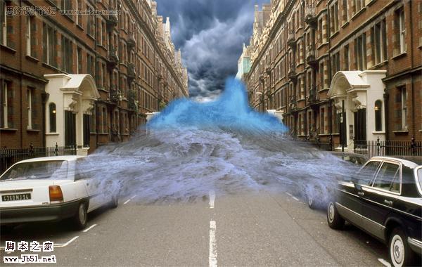 photoshop 经典合成城市里暴涨的洪水
