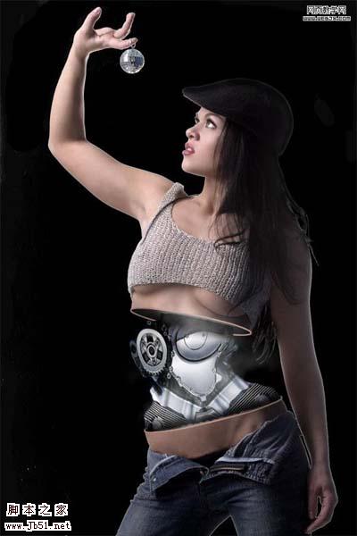 photoshop 创意合成半人半机器的美女机器人
