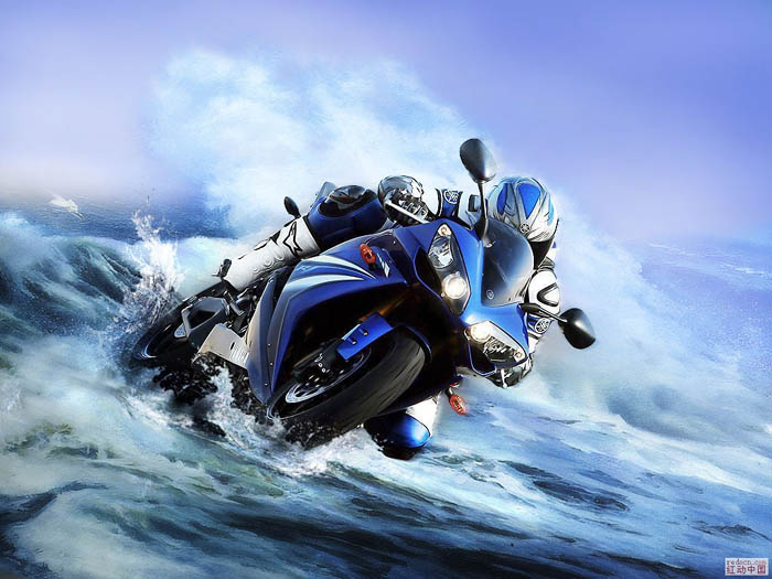 photoshop 快速合成水中高速行驶的摩托