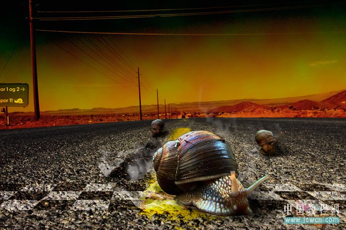photoshop 创意合成赛跑的蜗牛