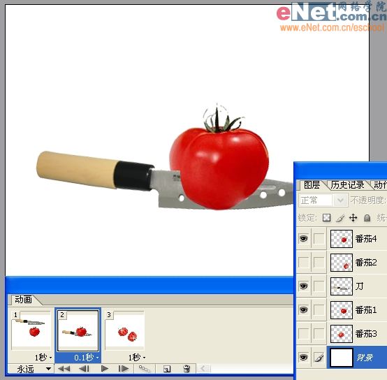 Imageready制作刀切西红柿动画效果图_软件云jb51.net整理