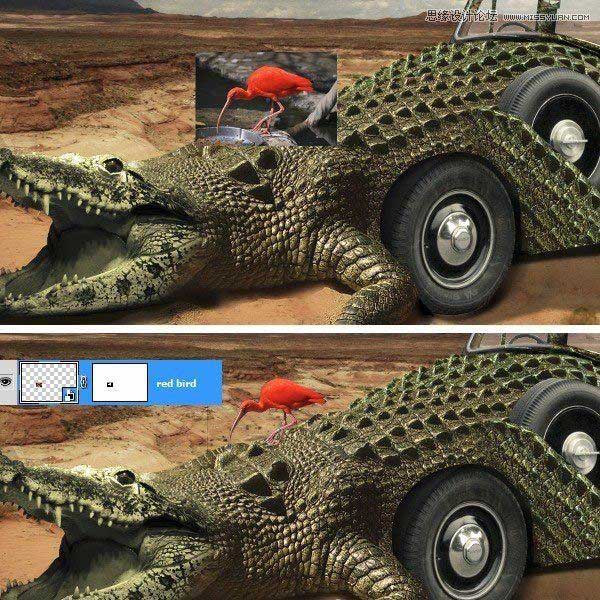 Photoshop创意合成沙漠上行走的鳄鱼汽车教程