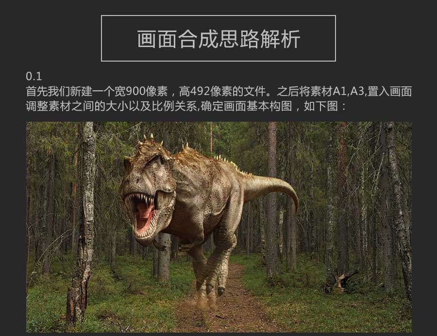 PS创意合成超酷的侏罗纪世界恐龙逃亡电影海报教程