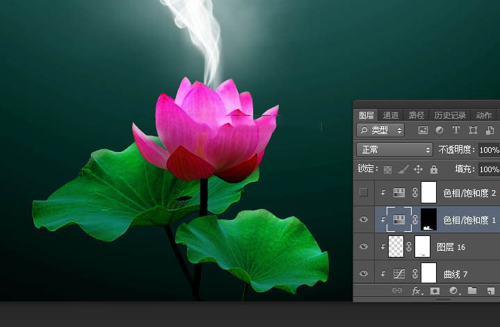 Photoshop合成蓝色风格荷花中幻化的蝴蝶仙子教程