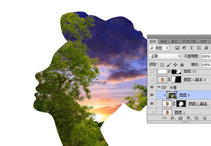 Photoshop将人像和风景重叠制作创意的二次曝光效果