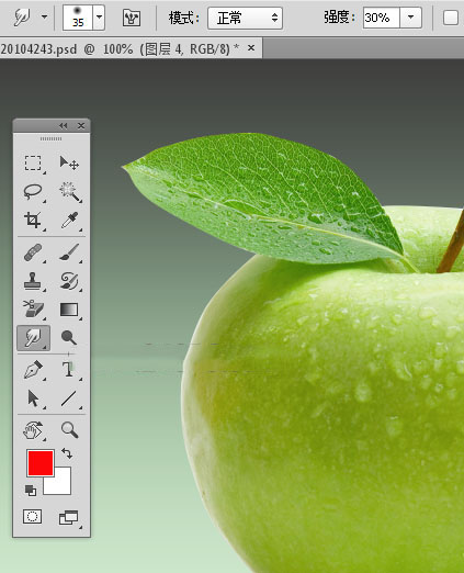 Photoshop创意合成青苹果被液体喷溅打散效果教程