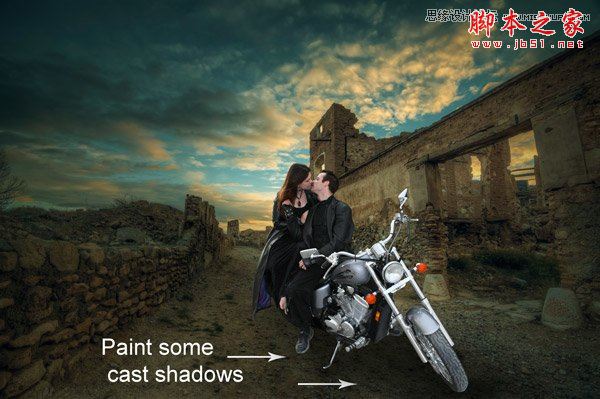 Photoshop合成情侣在夕阳下的乡村道路约会场景教程