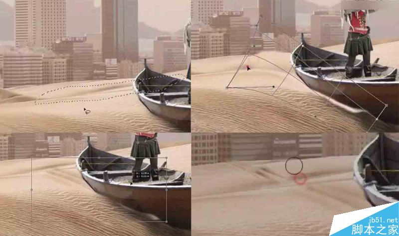 Photoshop合成创意风格被沙丘淹没的荒废城市场景