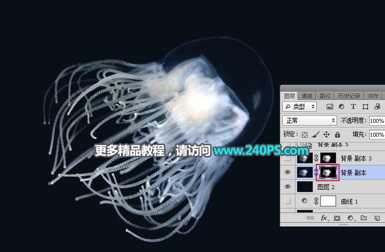 ps利用通道工具快速抠出透明的水母图片教程