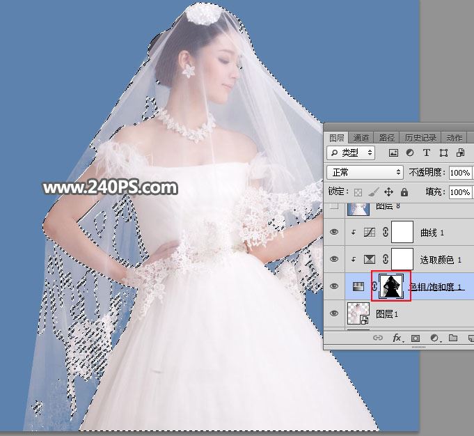 ps完美抠图快速抠出背景淡色的婚纱人物图片教程