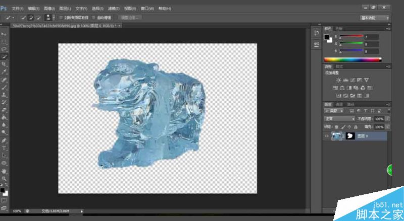 Photoshop抠冰雕或玻璃并更换颜色和背景PS教程