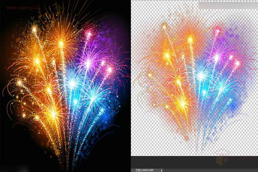 Photoshop巧用通道抠出绚丽的烟花效果图,PS教程,思缘教程网