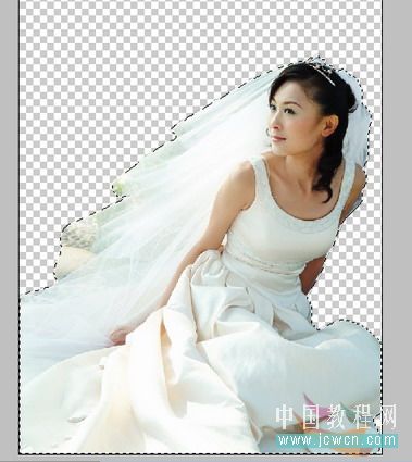 photoshop抠图教程 利用钢笔及橡皮工具抠出穿婚纱的新娘