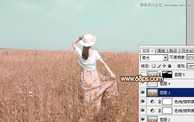 Photoshop调出外景人像韩系粉色效果图,PS教程
