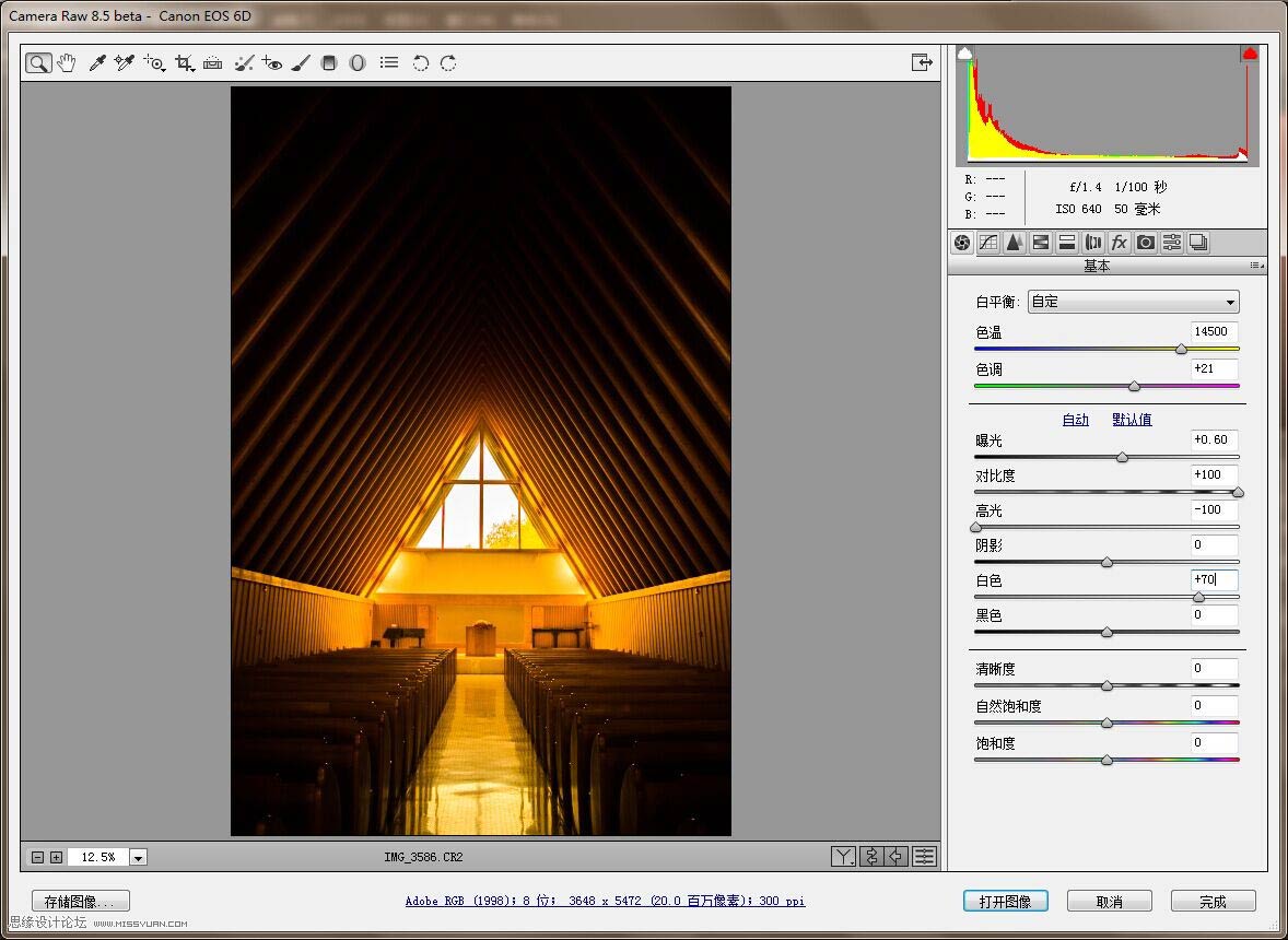 Photoshop调出教堂照片黄金质感效果图,PS教程,思缘教程网