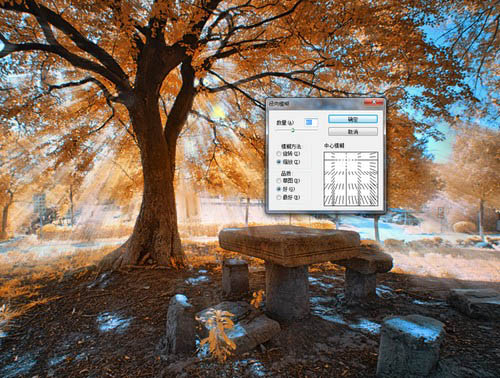 ps利用滤镜及调色工具快速给风景图片增加透射光