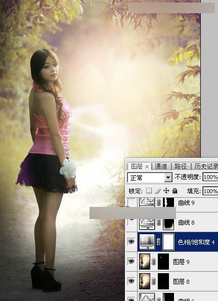 Photoshop调出公园女孩秋季暖色艺术效果,PS教程,思缘教程网