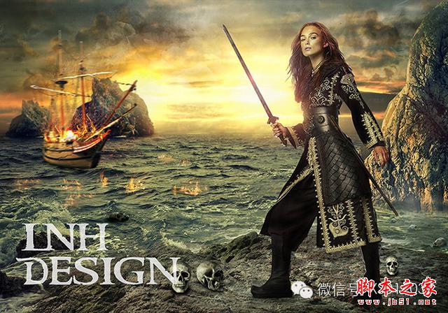 用Photoshop合成海战场景的超酷女海盗教程