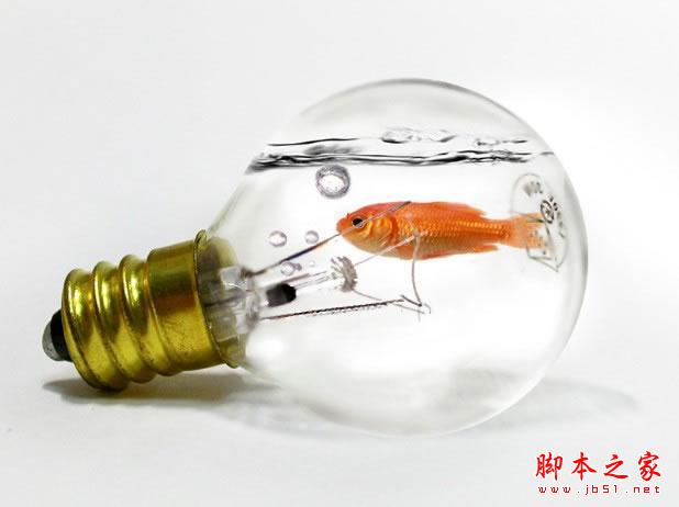 教你如何用PS制作创意灯泡中的鱼的方法