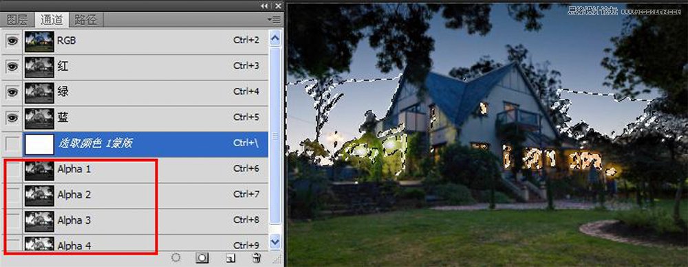 Photoshop巧用两张素材合成逼真的别墅夜景效果