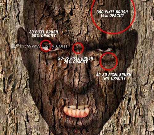PS合成恐怖效果的树皮人脸效果教程