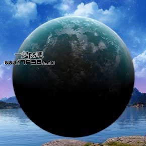 PS合成巨大月亮在水面升起的唯美梦幻场景图片