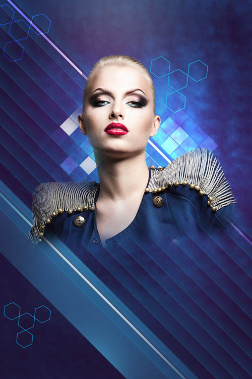 Photoshop设计打造绚丽的蓝色潮装人物海报