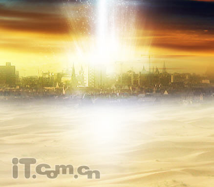 PS创意合成沙漠中的魔幻城市光影效果图