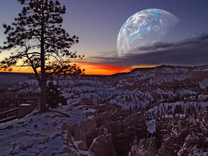 Photoshop为霞光图片增加漂亮的行星特效