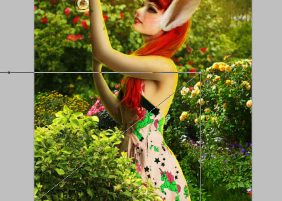 PS超强合成花丛中长有兔耳朵的童话美女