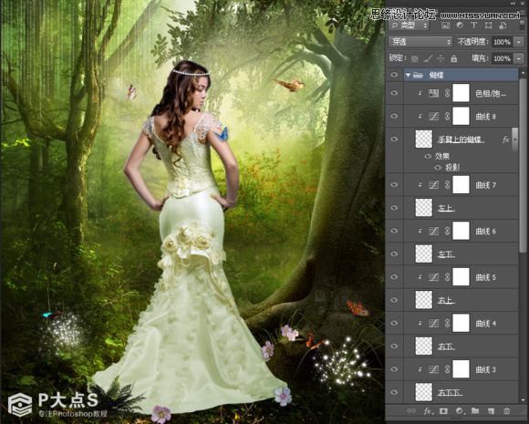 Photoshop合成森林中的唯美CG美女插画