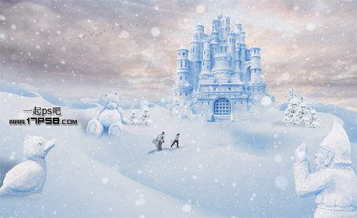 用PS合成童话世界里冰雪城堡场景