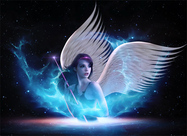 Photoshop合成制作梦幻太空时代的光天使的场景