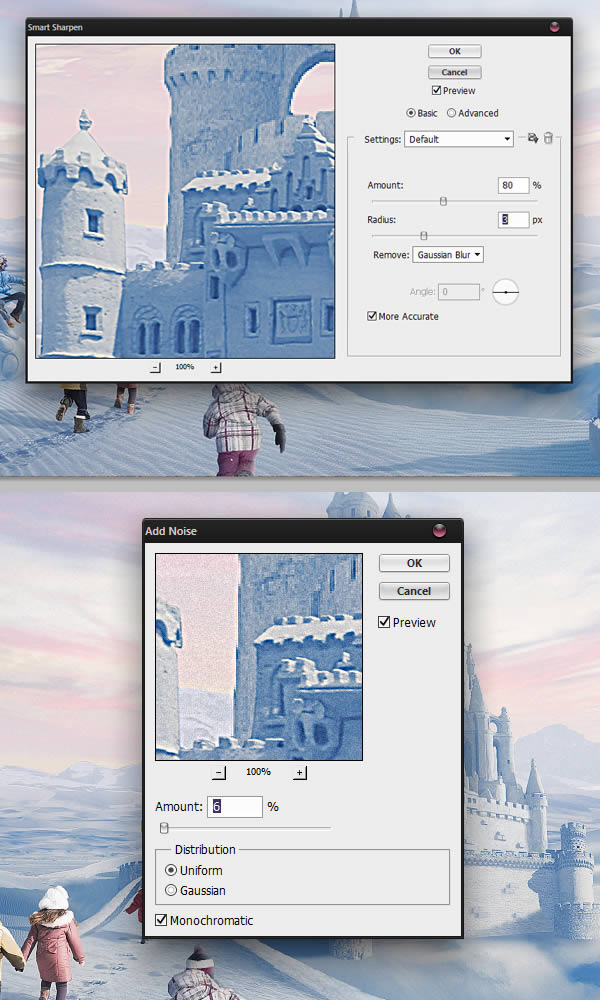 photoshop将荒漠场景打造出迪士尼风格的雪景图