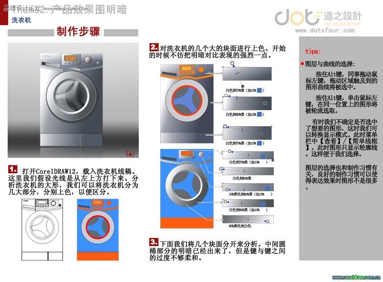CorelDRAW工业产品绘画之洗衣机绘制过程,破洛洛