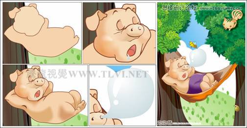 CorelDRAW绘制可爱的泡泡猪卡通插画,破洛洛