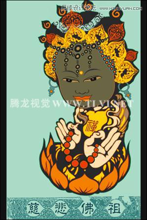 CorelDRAW绘制卡通风格的慈悲佛祖,破洛洛