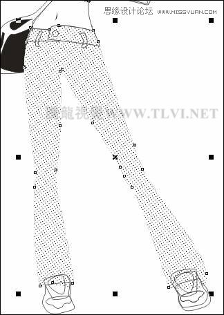 CorelDRAW绘制半调图案背景前的摩登少女,破洛洛