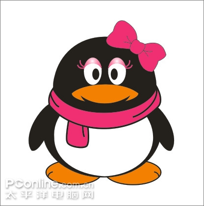 Coreldraw绘制可爱的情侣QQ企鹅