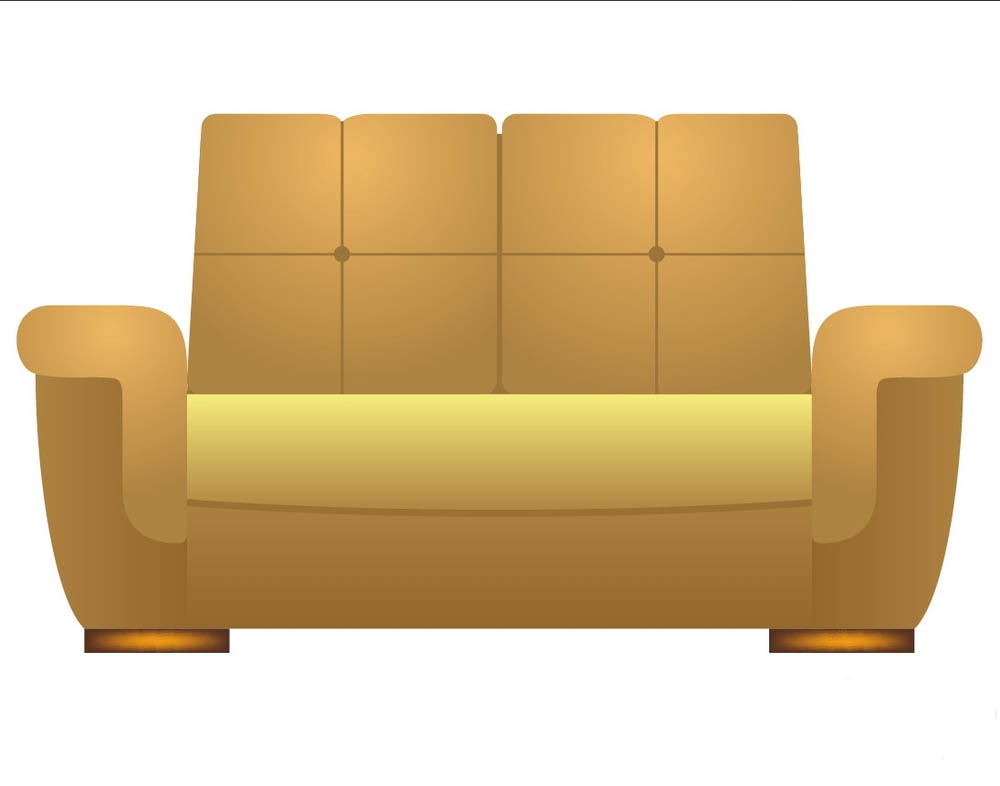 ai怎么绘制扁平化的金色沙发插画?