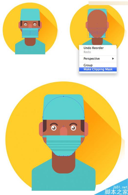 Illustrator绘制扁平化风格的外科医生头像,PS教程,思缘教程网