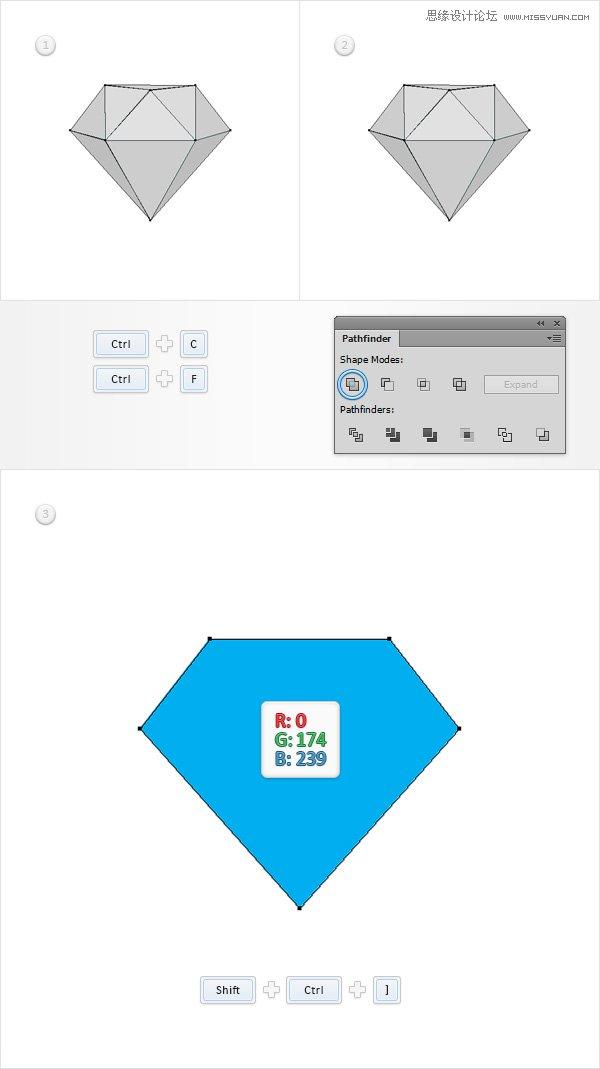 Illustrator绘制立体逼真的钻石图标教程(4),破洛洛